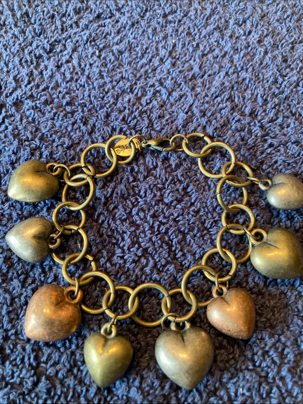 Antique Inspired Metal Heart Charm Bracelet